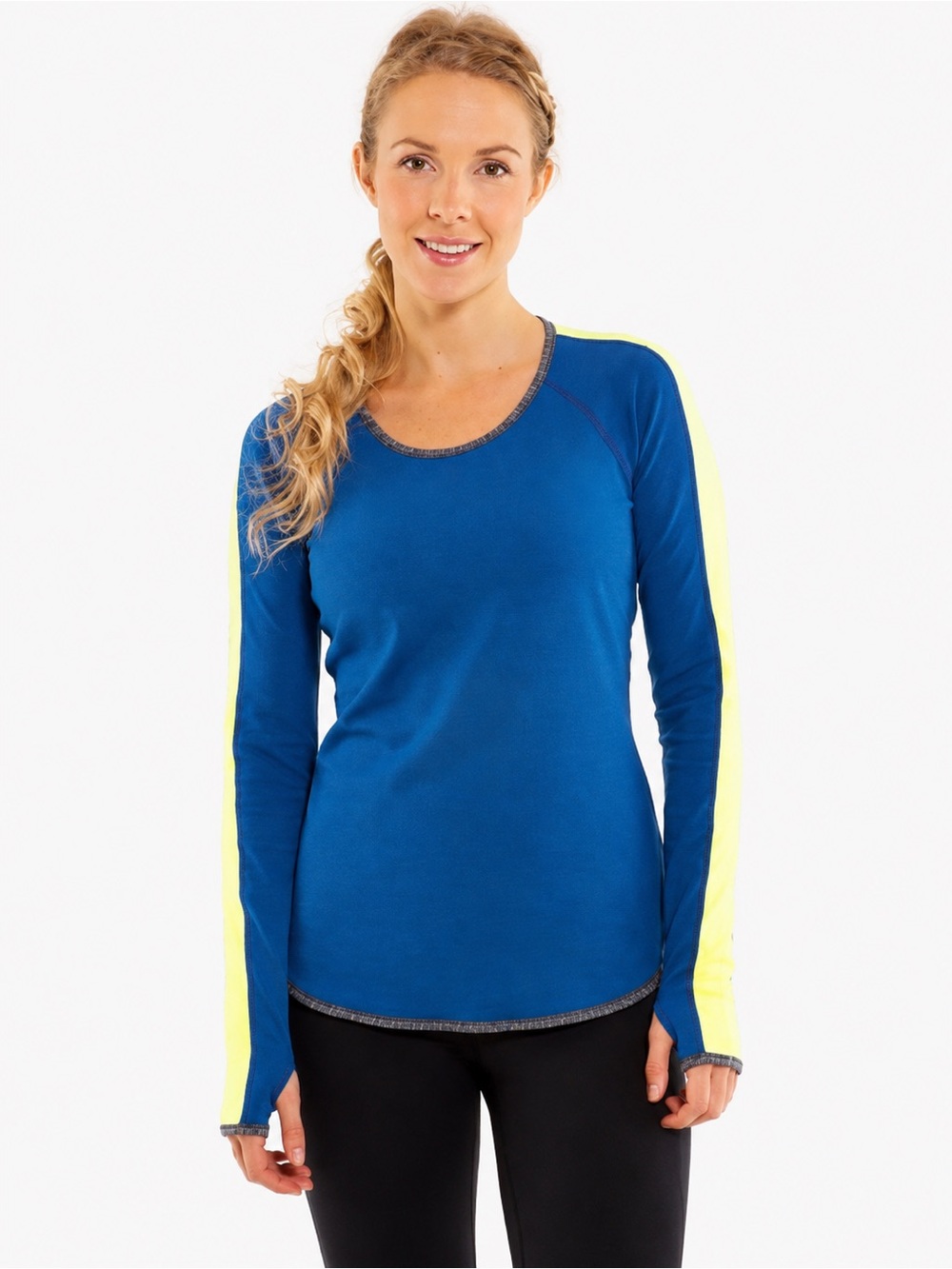 Lululemon Reversible Runder Under Long Sleeve Rulu Top Blue Gray Yellow 8/10